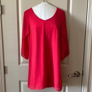 By and by JC Penny, red dress with flowy arm 3/4 sleeves